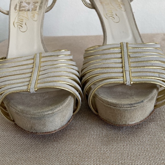 Alejandro Ingelmo Strappy Stiletto Heels Suede Cream Gold 39 - Picture 4 of 11